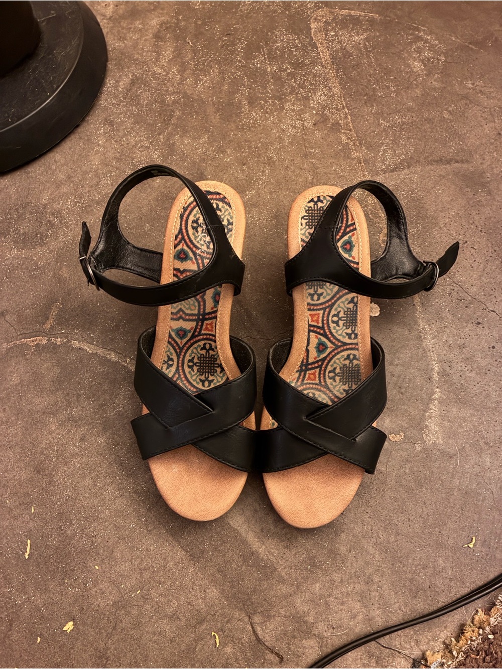 Women’s Black Ankle-Strap Sandals with Crisscross Straps